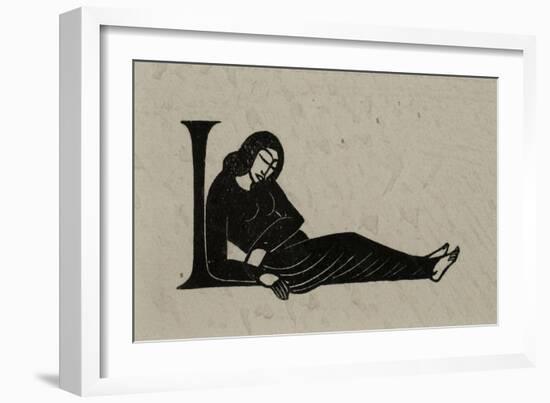 Initial L with Woman, 1929-Eric Gill-Framed Giclee Print