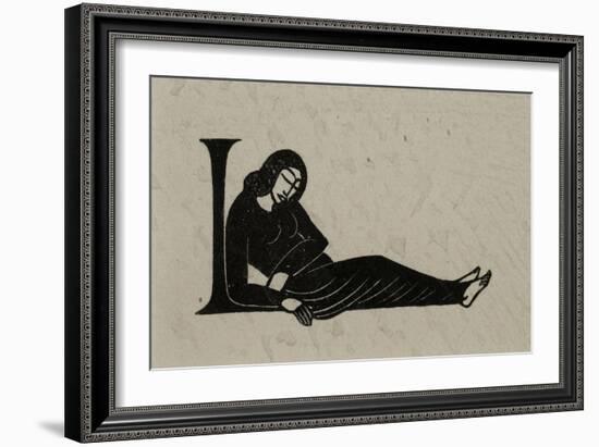 Initial L with Woman, 1929-Eric Gill-Framed Giclee Print