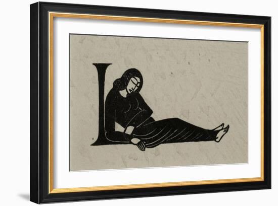 Initial L with Woman, 1929-Eric Gill-Framed Giclee Print