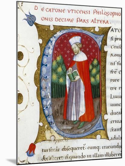 Initial Letter C Depicting Marcus Porcius Cato Uticensis, Cato the Younger-Pietro Candido Decembrio-Mounted Giclee Print