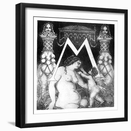 Initial Letter 'M' for Volpone, 1898 (Litho)-Aubrey Beardsley-Framed Giclee Print