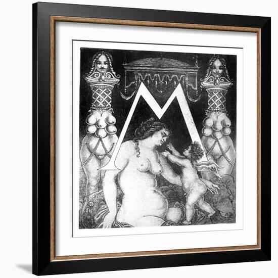 Initial Letter 'M' for Volpone, 1898 (Litho)-Aubrey Beardsley-Framed Giclee Print