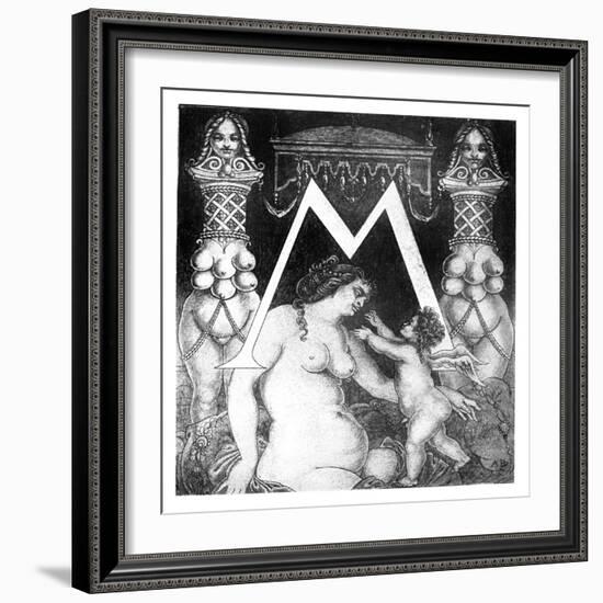 Initial Letter 'M' for Volpone, 1898 (Litho)-Aubrey Beardsley-Framed Giclee Print