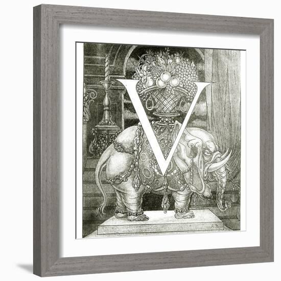 Initial Letter 'V' to Volpone, 1898-Aubrey Beardsley-Framed Giclee Print