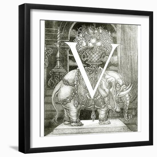 Initial Letter 'V' to Volpone, 1898-Aubrey Beardsley-Framed Giclee Print