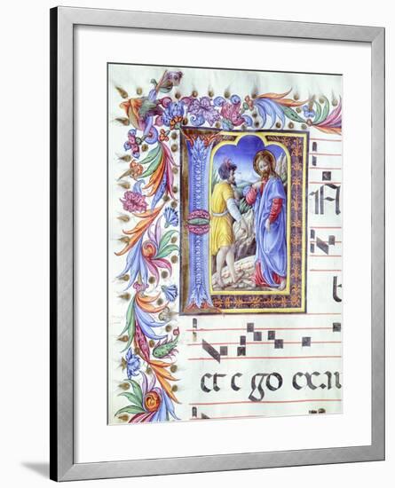 Initial, Miniature by Liberale of Verona from a Medieval Gradual-null-Framed Giclee Print