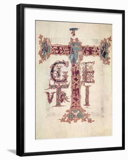 Initial T, the Ascension of Christ, from the Drogo Sacramentary, Carolingian-null-Framed Giclee Print