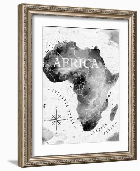 Ink Africa Map-anna42f-Framed Art Print
