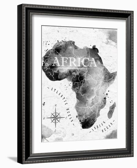 Ink Africa Map-anna42f-Framed Art Print