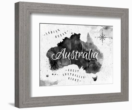 Ink Australia Map-anna42f-Framed Art Print