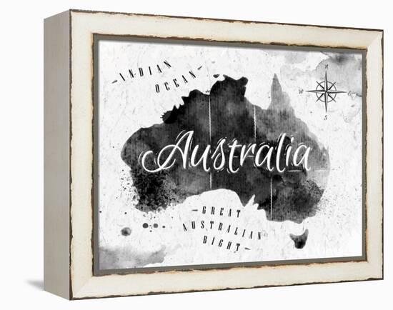 Ink Australia Map-anna42f-Framed Stretched Canvas