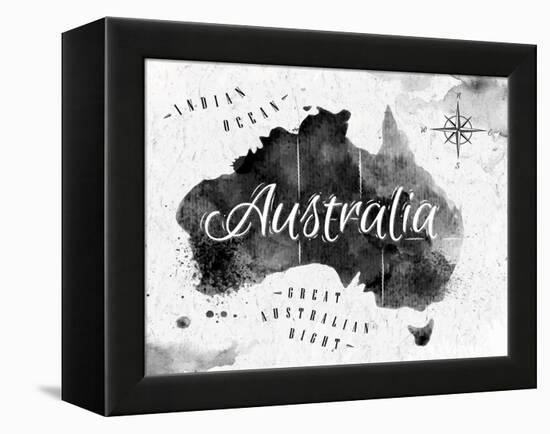 Ink Australia Map-anna42f-Framed Stretched Canvas