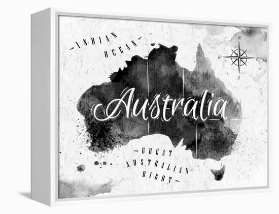 Ink Australia Map-anna42f-Framed Stretched Canvas