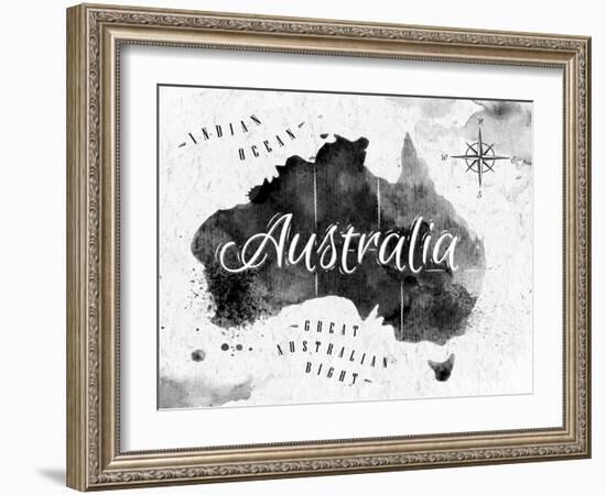 Ink Australia Map-anna42f-Framed Art Print