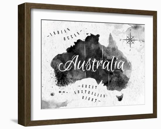 Ink Australia Map-anna42f-Framed Art Print