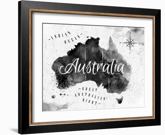 Ink Australia Map-anna42f-Framed Art Print