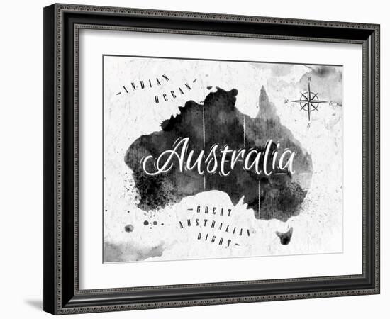 Ink Australia Map-anna42f-Framed Art Print