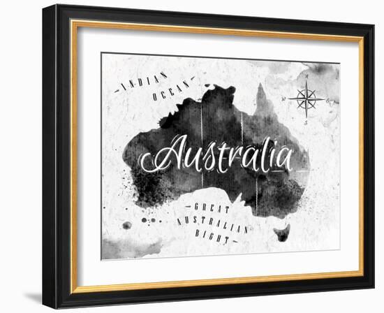 Ink Australia Map-anna42f-Framed Art Print