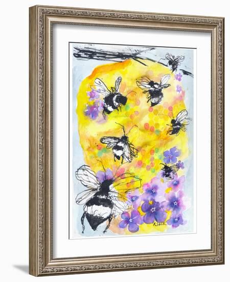Ink Bee Hive-Kerstin Stock-Framed Art Print