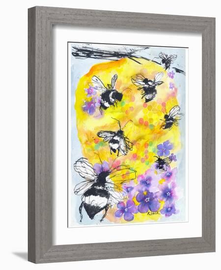 Ink Bee Hive-Kerstin Stock-Framed Art Print