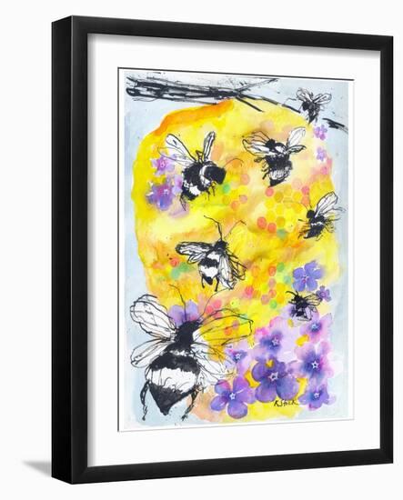 Ink Bee Hive-Kerstin Stock-Framed Art Print