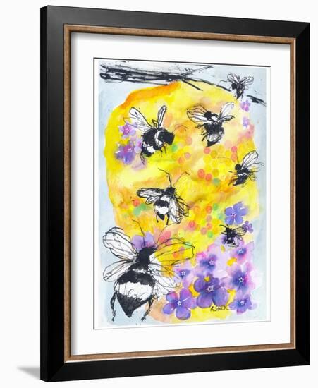 Ink Bee Hive-Kerstin Stock-Framed Art Print