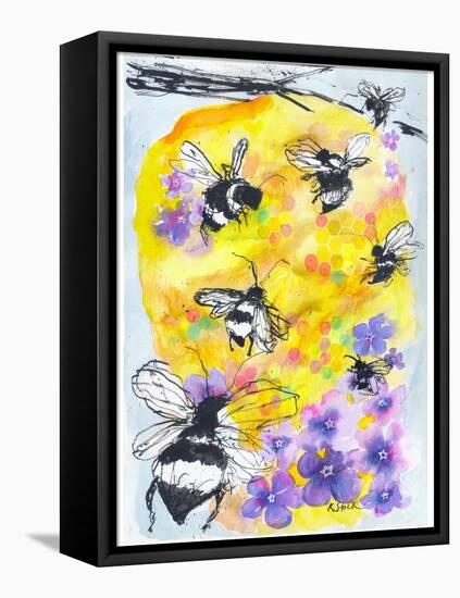 Ink Bee Hive-Kerstin Stock-Framed Stretched Canvas