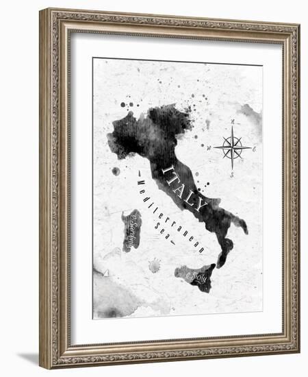 Ink Italy Map-anna42f-Framed Art Print