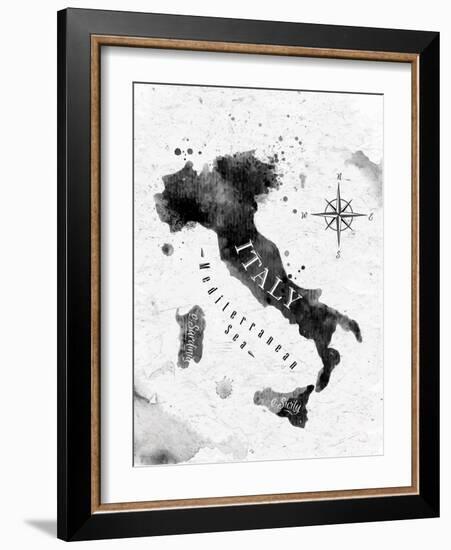 Ink Italy Map-anna42f-Framed Art Print