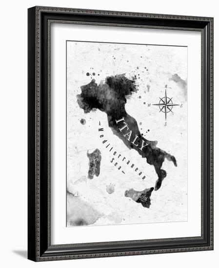 Ink Italy Map-anna42f-Framed Art Print