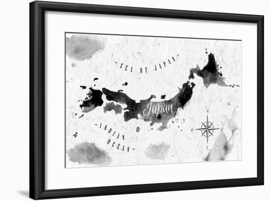 Ink Japan Map-anna42f-Framed Art Print