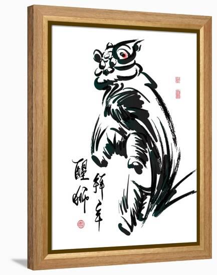 Ink Painting Of Chinese Lion Dance Translation Of Chinese Text: The Consciousness Of Lion-yienkeat-Framed Stretched Canvas