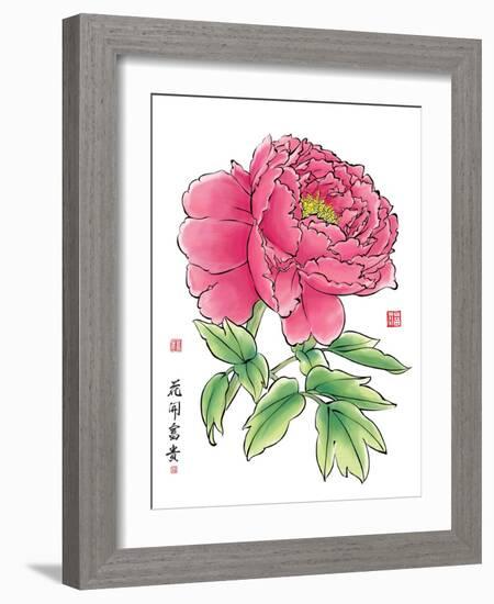 Ink Painting Of Chinese Peony Translation: The Blossom Of Prosperity-yienkeat-Framed Art Print