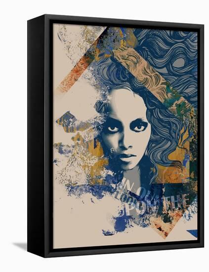 Ink Print with a Beautiful Lady Face, Decorative Hair and Painted Blots for T-Shirt-A Frants-Framed Stretched Canvas