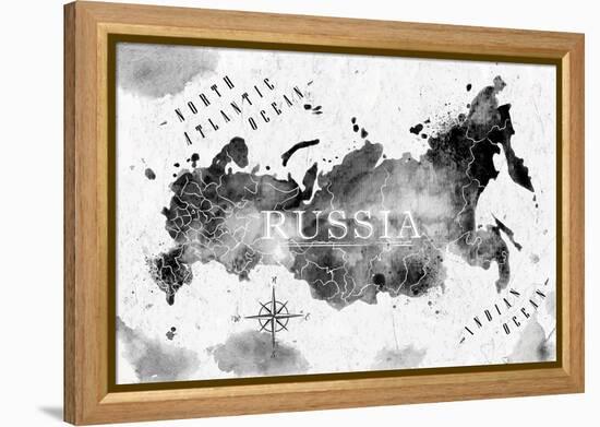 Ink Russia Map-anna42f-Framed Stretched Canvas