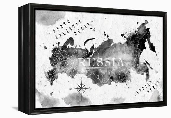 Ink Russia Map-anna42f-Framed Stretched Canvas