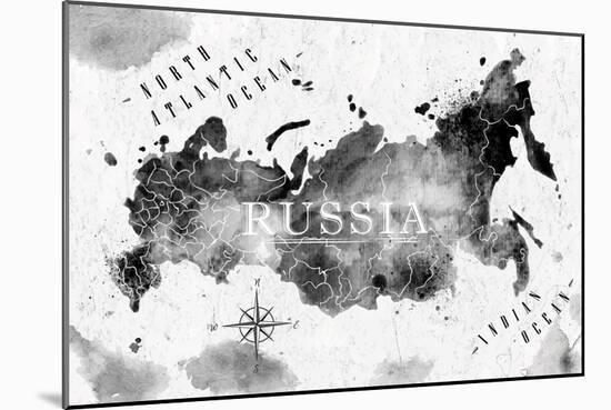 Ink Russia Map-anna42f-Mounted Art Print
