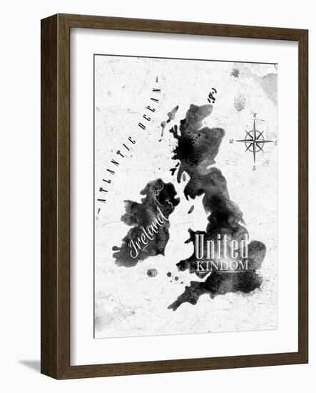 Ink United Kingdom and Scotland Map-anna42f-Framed Art Print