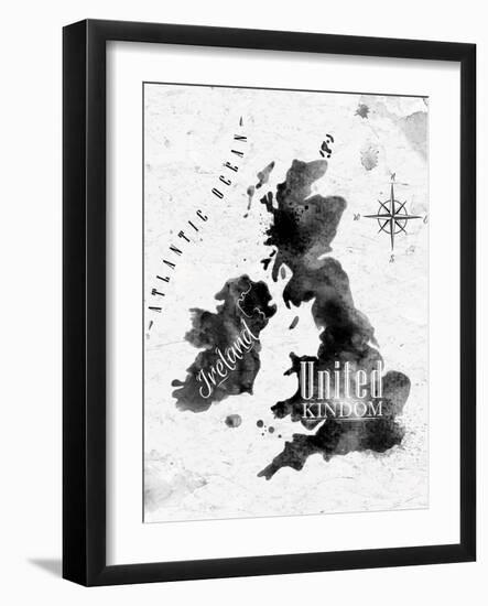 Ink United Kingdom and Scotland Map-anna42f-Framed Art Print