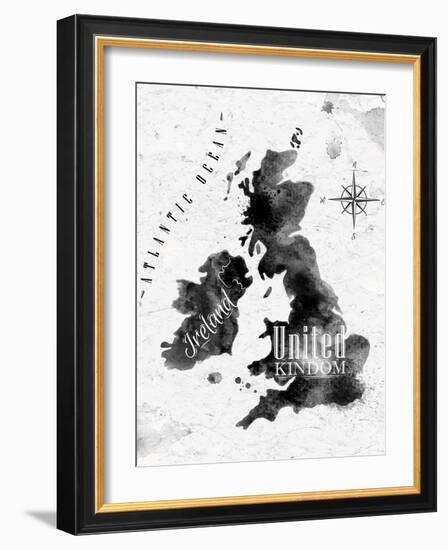 Ink United Kingdom and Scotland Map-anna42f-Framed Art Print