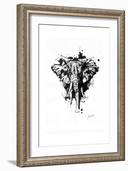 Inked Elephant-James Grey-Framed Art Print