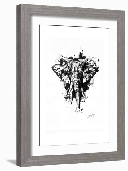 Inked Elephant-James Grey-Framed Art Print