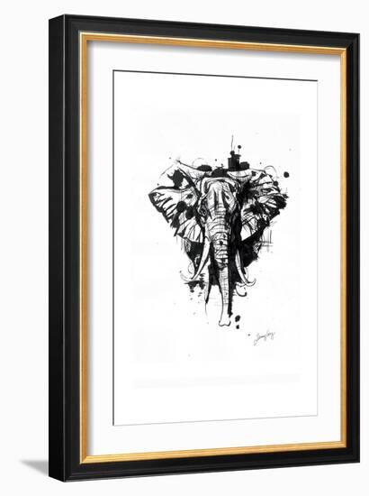 Inked Elephant-James Grey-Framed Art Print