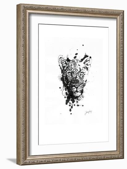 Inked Leopard-James Grey-Framed Art Print