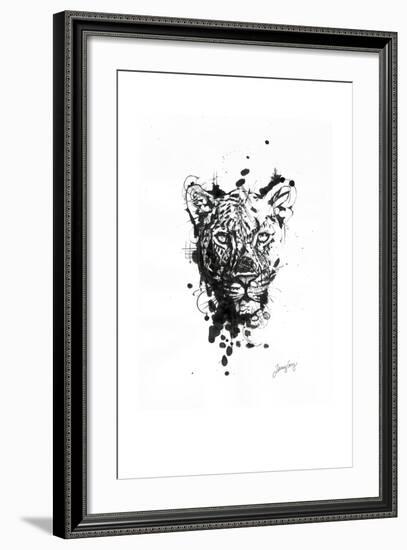 Inked Leopard-James Grey-Framed Art Print