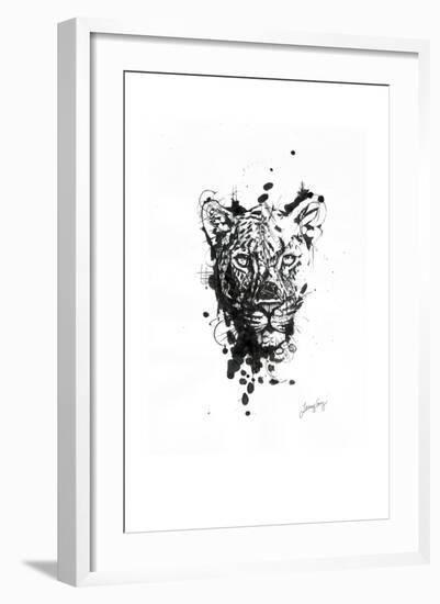 Inked Leopard-James Grey-Framed Art Print