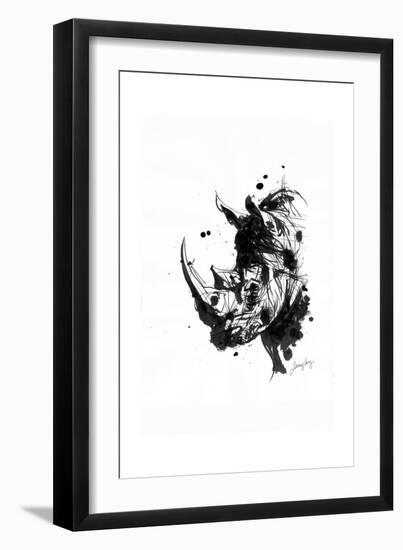 Inked Rhino-James Grey-Framed Premium Giclee Print