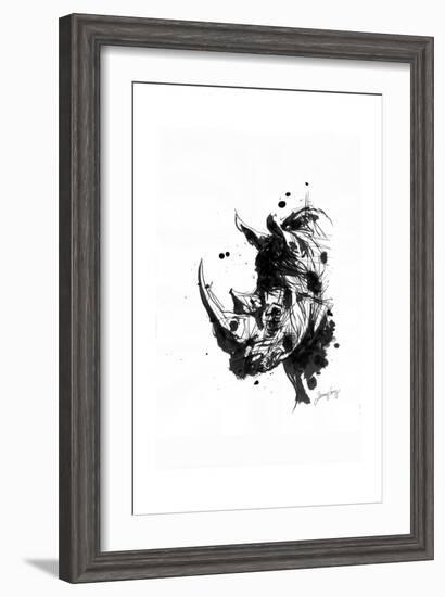 Inked Rhino-James Grey-Framed Art Print