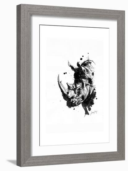 Inked Rhino-James Grey-Framed Art Print