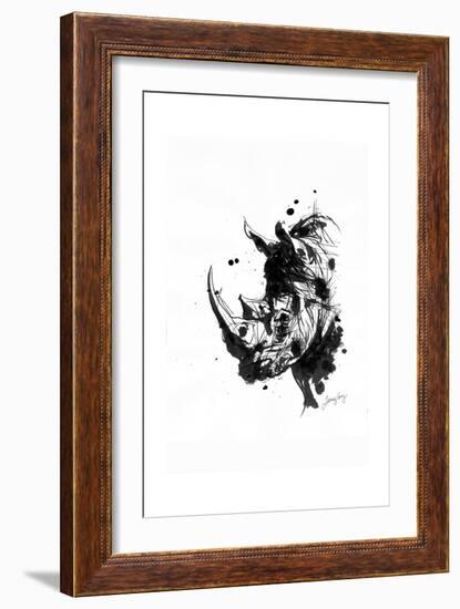 Inked Rhino-James Grey-Framed Art Print